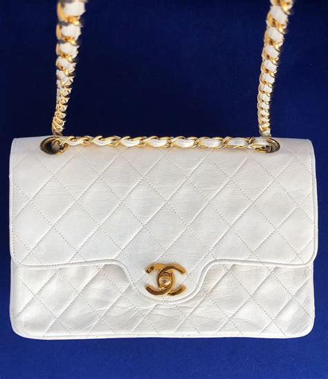 chanel bag white quilted|vintage white quilted chanel bag.